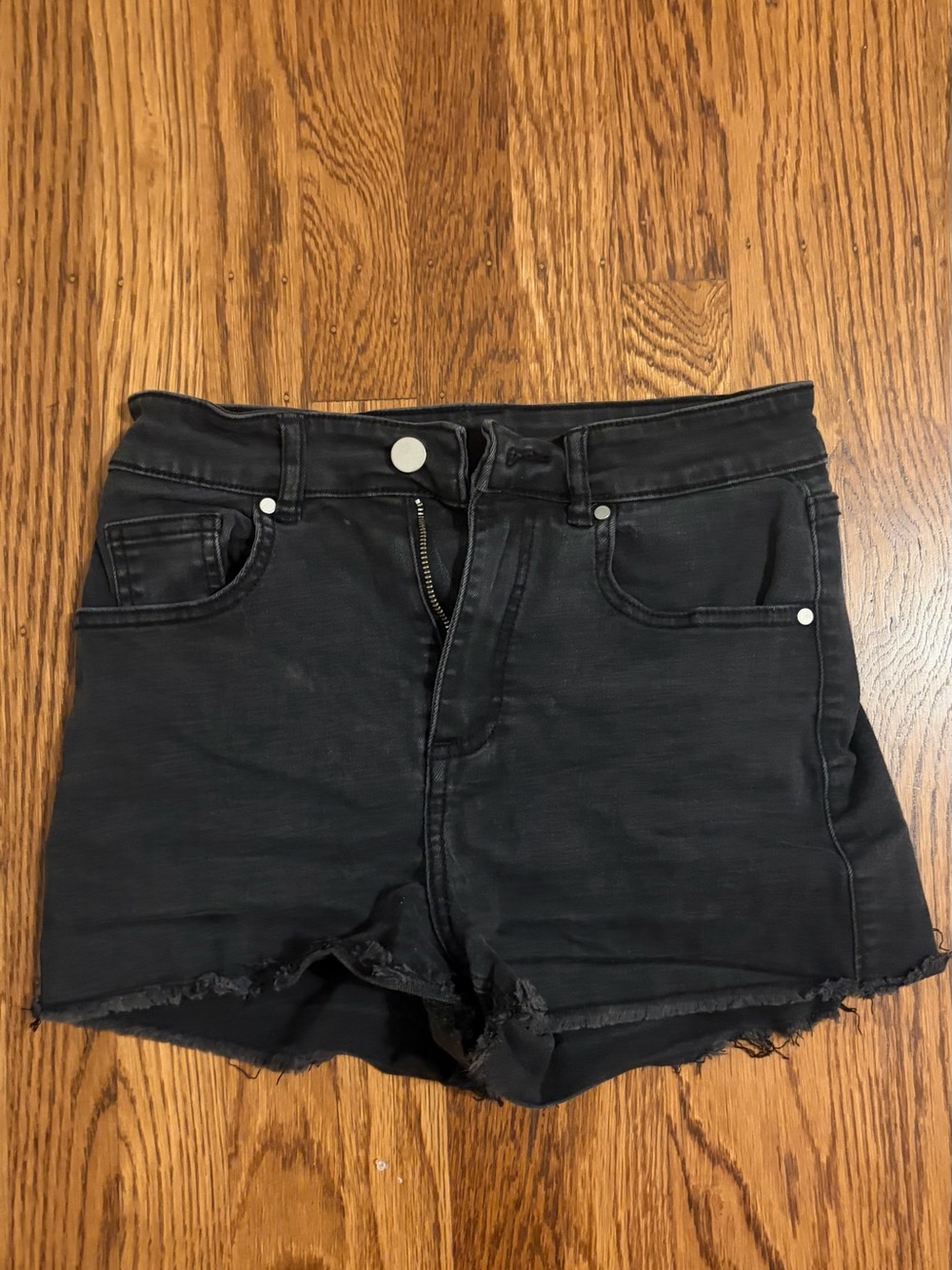 High-Rise Black Denim Cutoff Shorts for Women